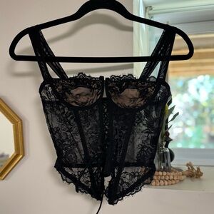 Mesh Corset Top - Adjustable Black